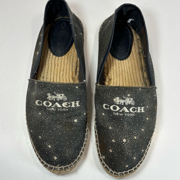 Coach Women's Blue Canvas White Stars Signature Espadrille Flats Size 10 B G3772 - Picture 3 of 7